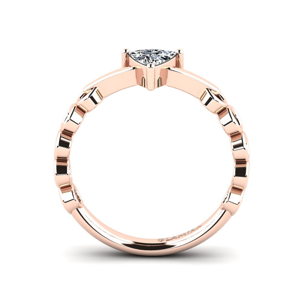 14ct Rose Gold Trillion Engagement Ring Gaque
