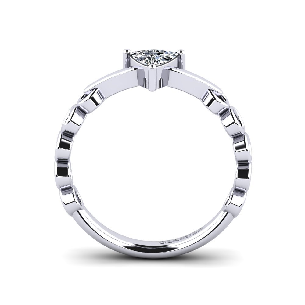 White Silver Trillion Engagement Ring Gaque