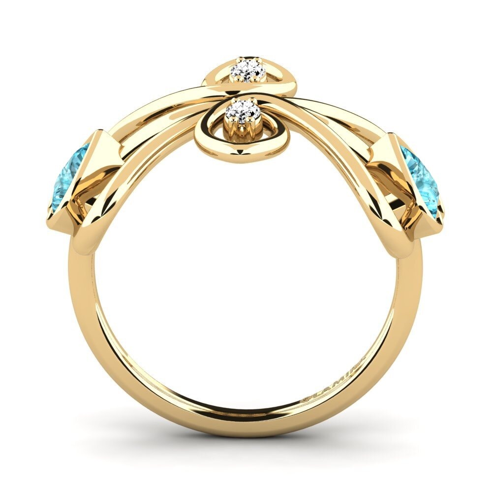 Corazón Circón Azul Anillo Leoca