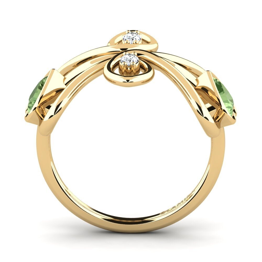 Corazón Zafiro Verde Anillo Leoca