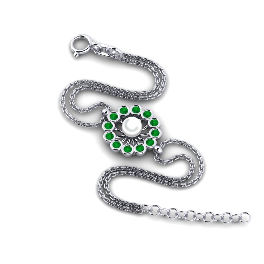 950 Platinum Emerald Women's Bracelet Etelosbol