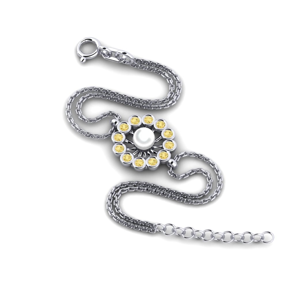 950 Platinum Yellow Diamond Women's Bracelet Etelosbol