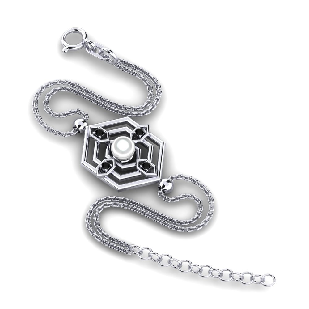 950 Platinum Black Diamond Women's Bracelet Fevils