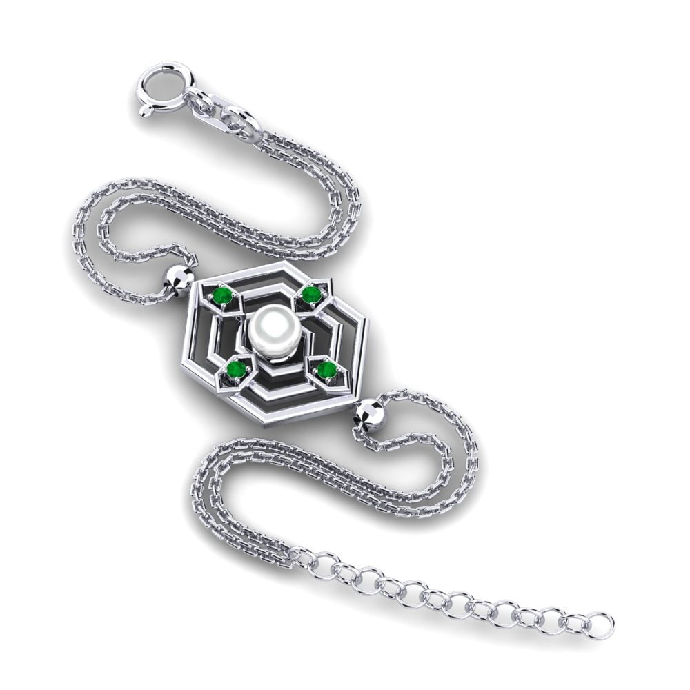 950 Platinum Emerald Women's Bracelet Fevils