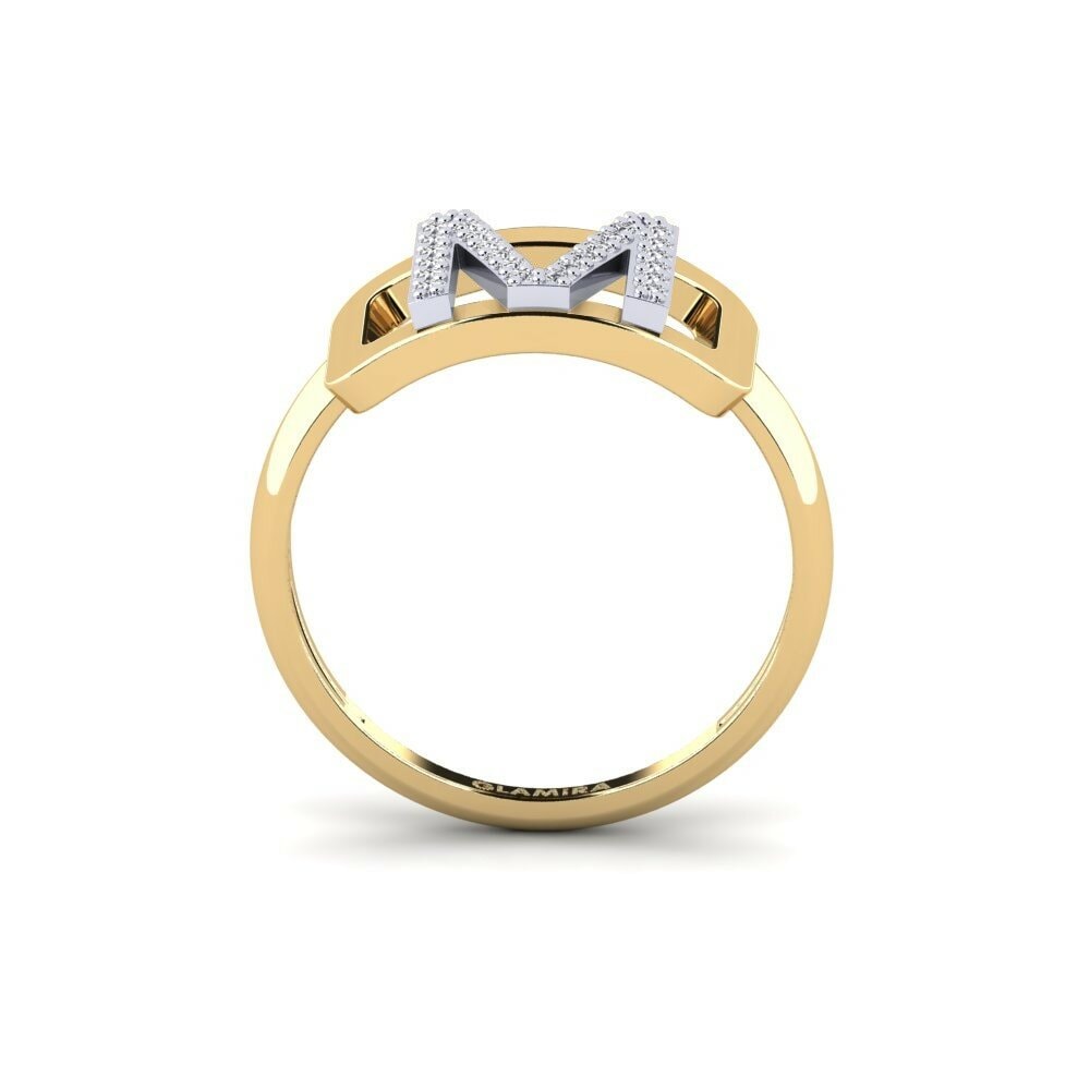 Round 0.192 Carat Initial & Name Lab Grown Diamond 14K Yellow & White Gold SYLVIE Ring Teselya - M