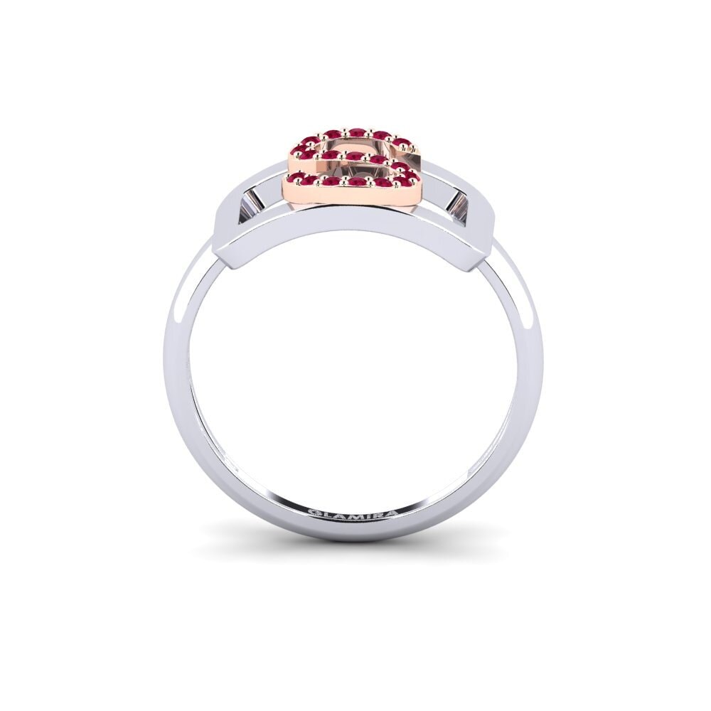 14ct White / Rose Gold Ruby SYLVIE Ring Teselya - S