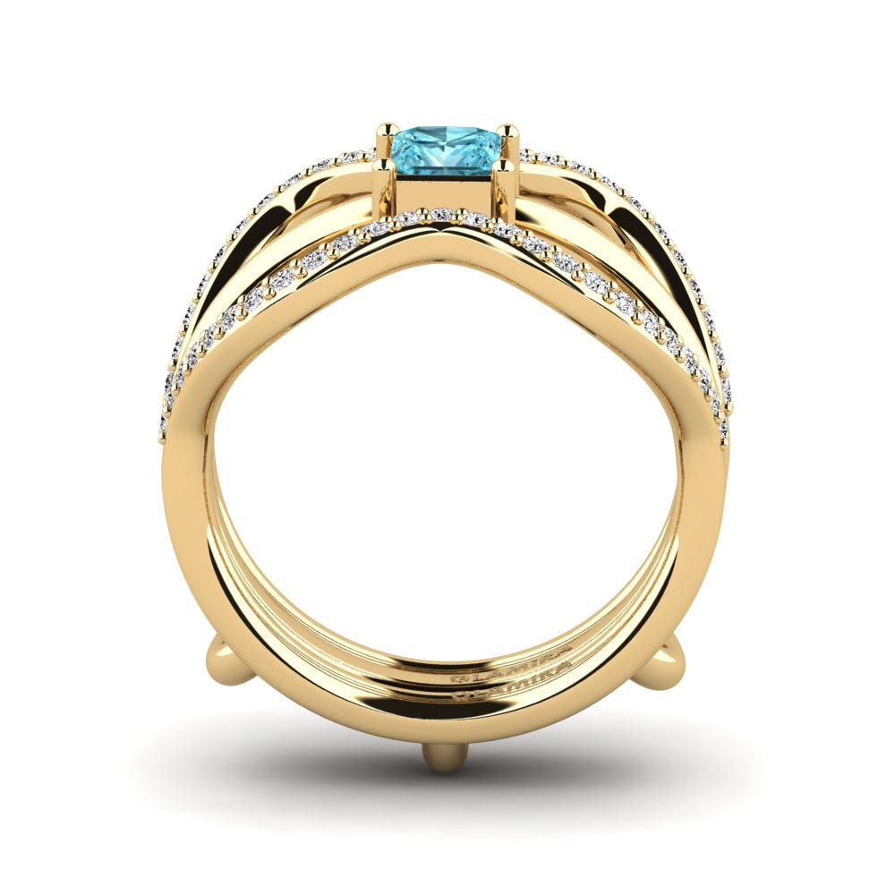 Circón Azul Anillo Astras - SET