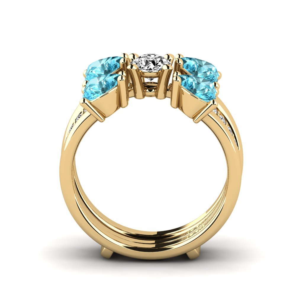 Corazón Circón Azul Anillo Biceng - SET