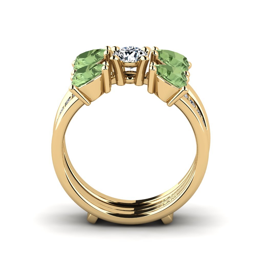 Corazón Zafiro Verde Anillo Biceng - SET