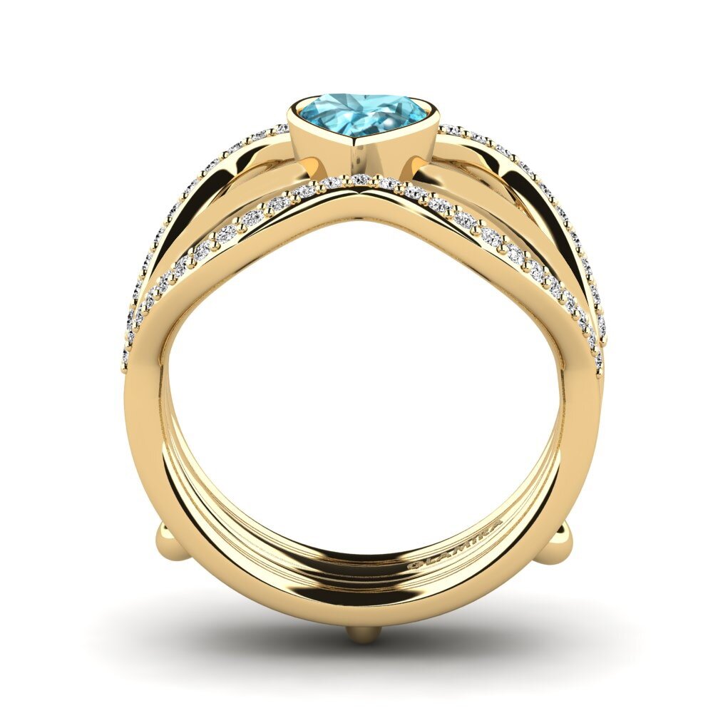 Corazón Circón Azul Anillo Bifin - SET