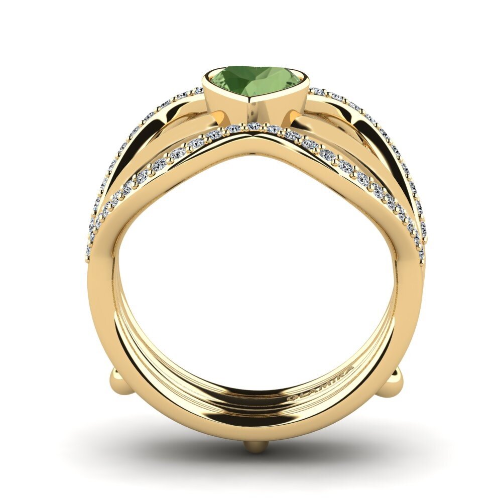 Corazón Zafiro Verde Anillo Bifin - SET