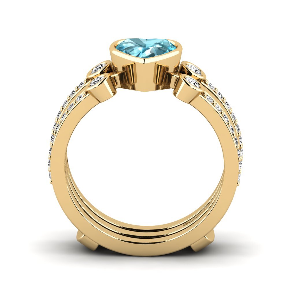 Corazón Circón Azul Anillo Brati - SET