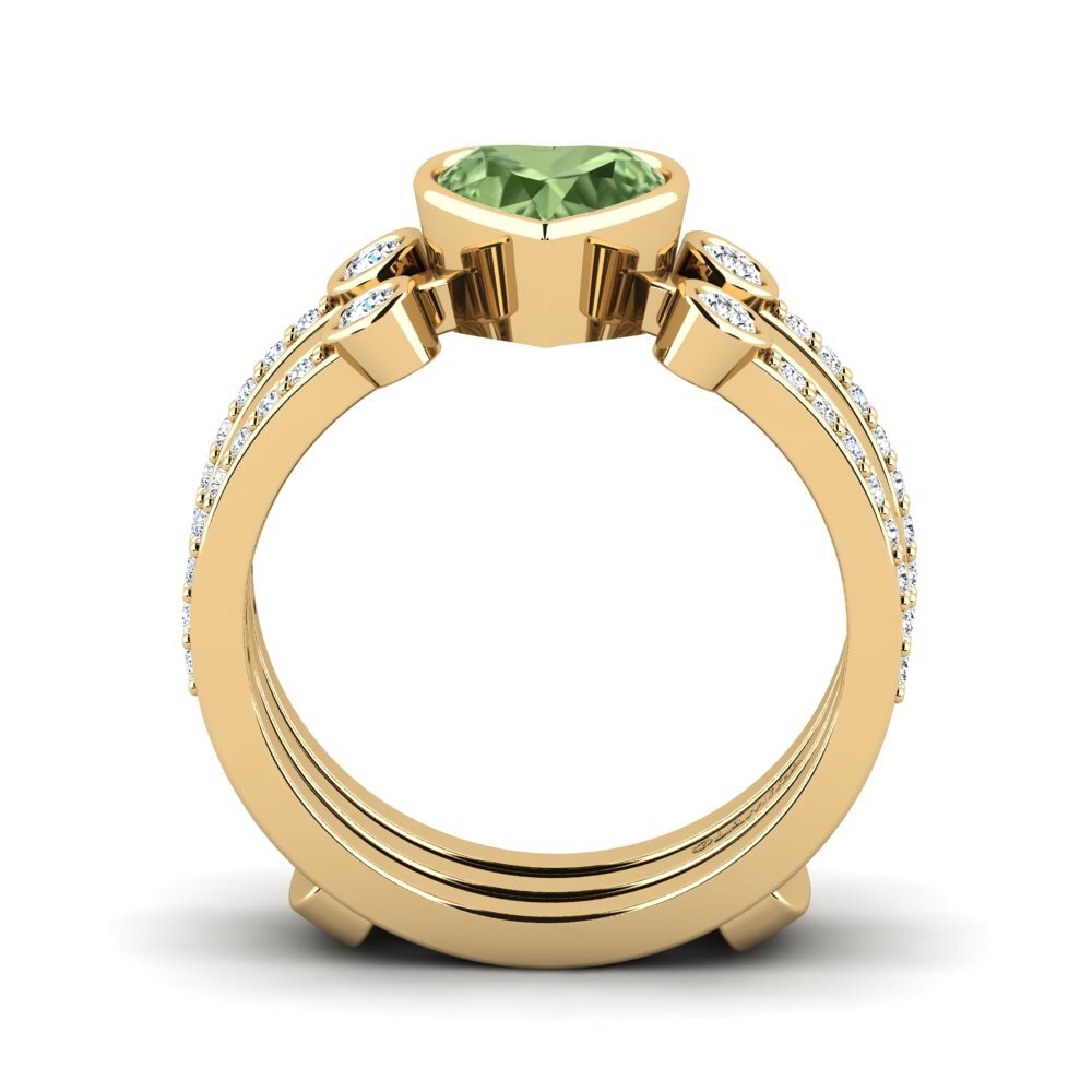Corazón Zafiro Verde Anillo Brati - SET