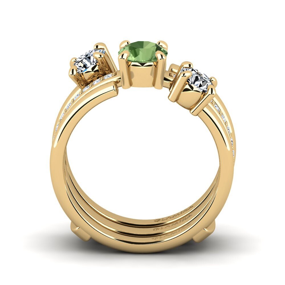 Zafiro Verde Anillo Fidgin - SET