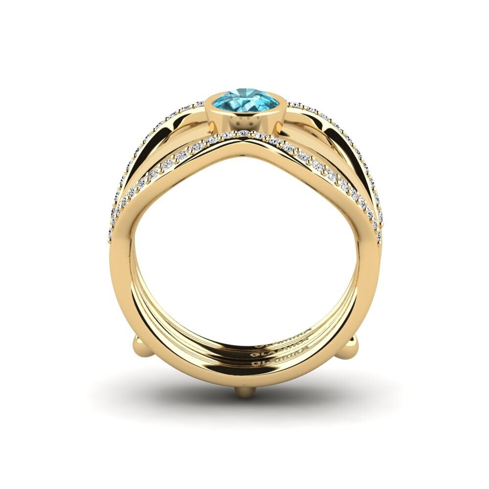 Circón Azul Anillo Fuma - SET