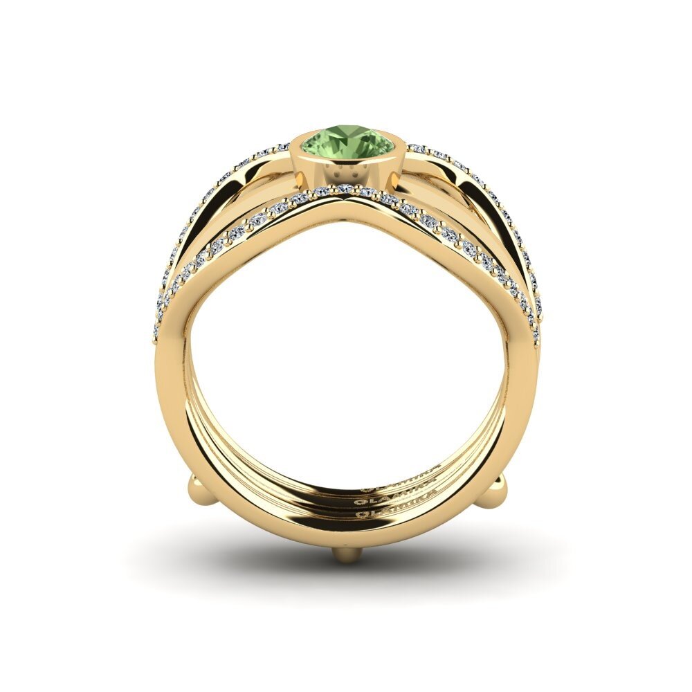 Zafiro Verde Anillo Fuma - SET