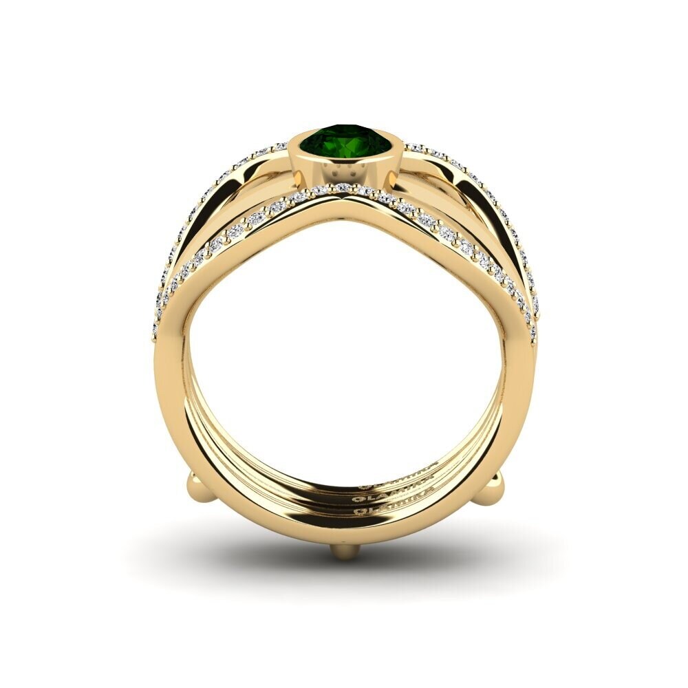 Turmalina Verde Anel Fuma - SET