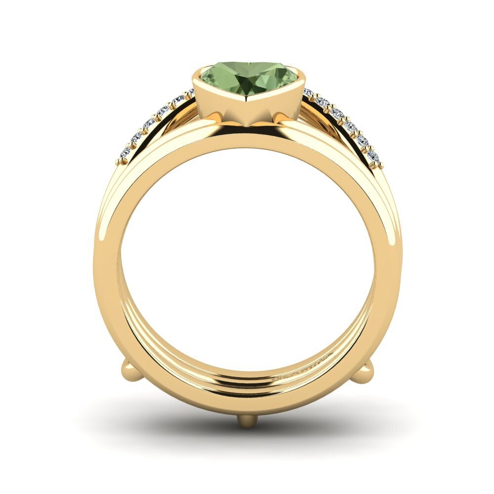 Corazón Zafiro Verde Anillo Gald - SET