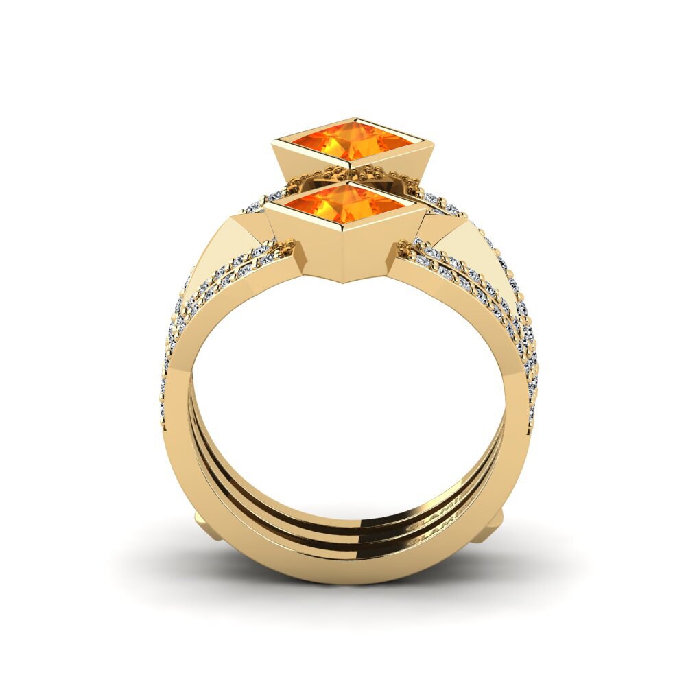 Orangefarbener Saphir Ring Gialle - SET