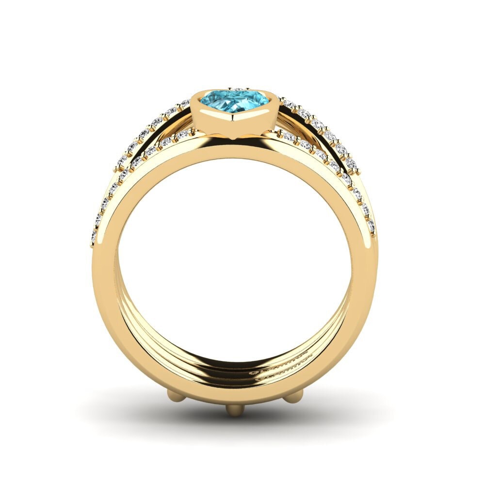 Corazón Circón Azul Anillo Glin - SET