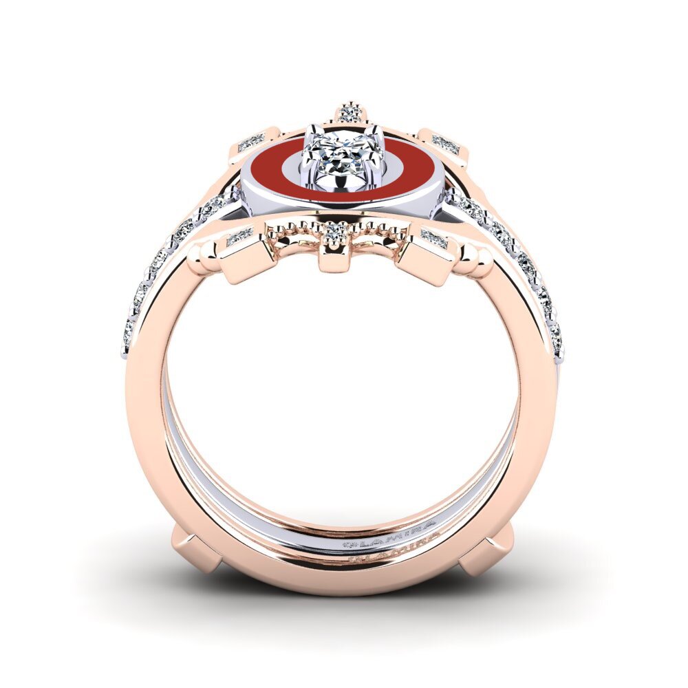 375 Rot & Weißgold Ring Harweaa - SET