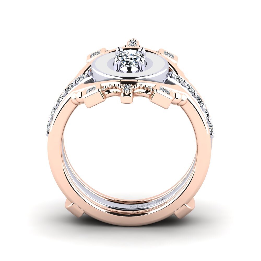 375 Rot & Weißgold Ring Harweaa - SET