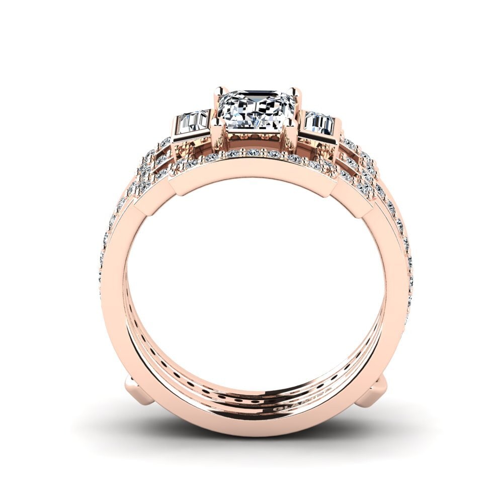 14K Rood Goud Smaragd Ringen Honat - SET