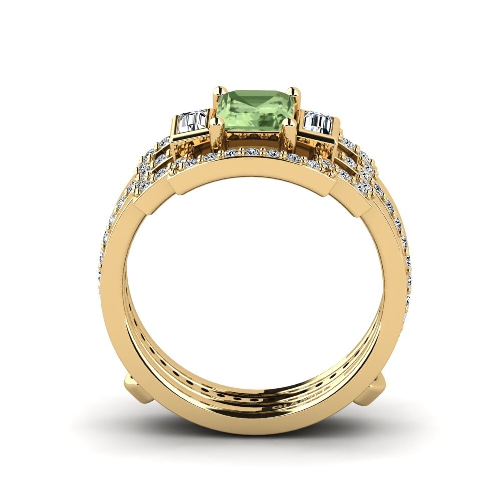 Zafiro Verde Anillo Honat - SET