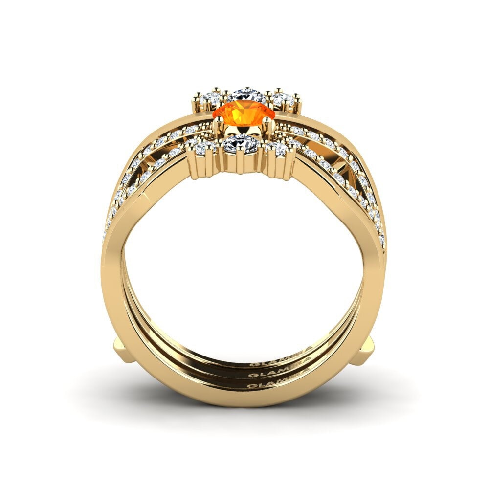 Orangefarbener Saphir Ring Kamila - SET