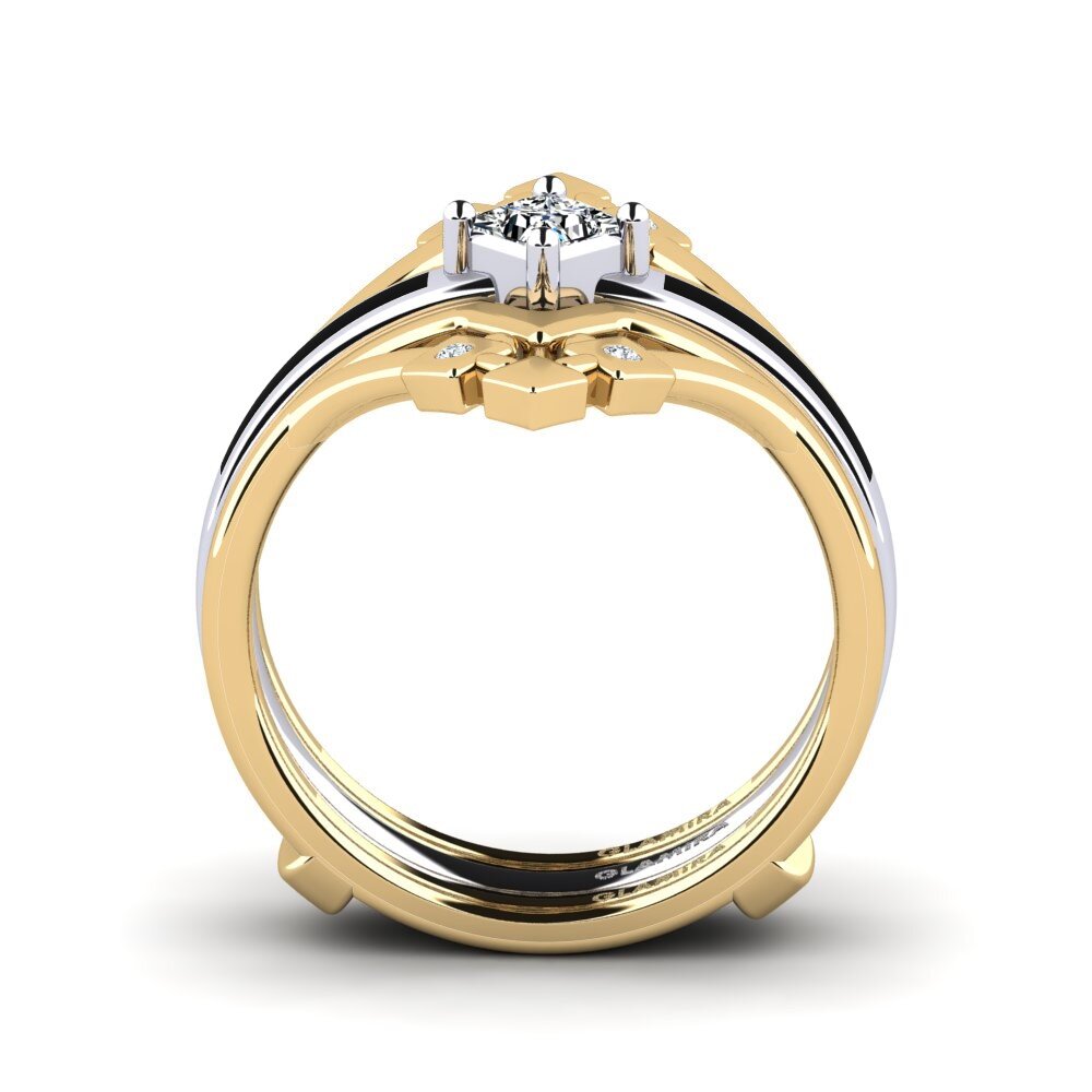 375 Gelb & Weißgold Ring Nerwyrsa - SET