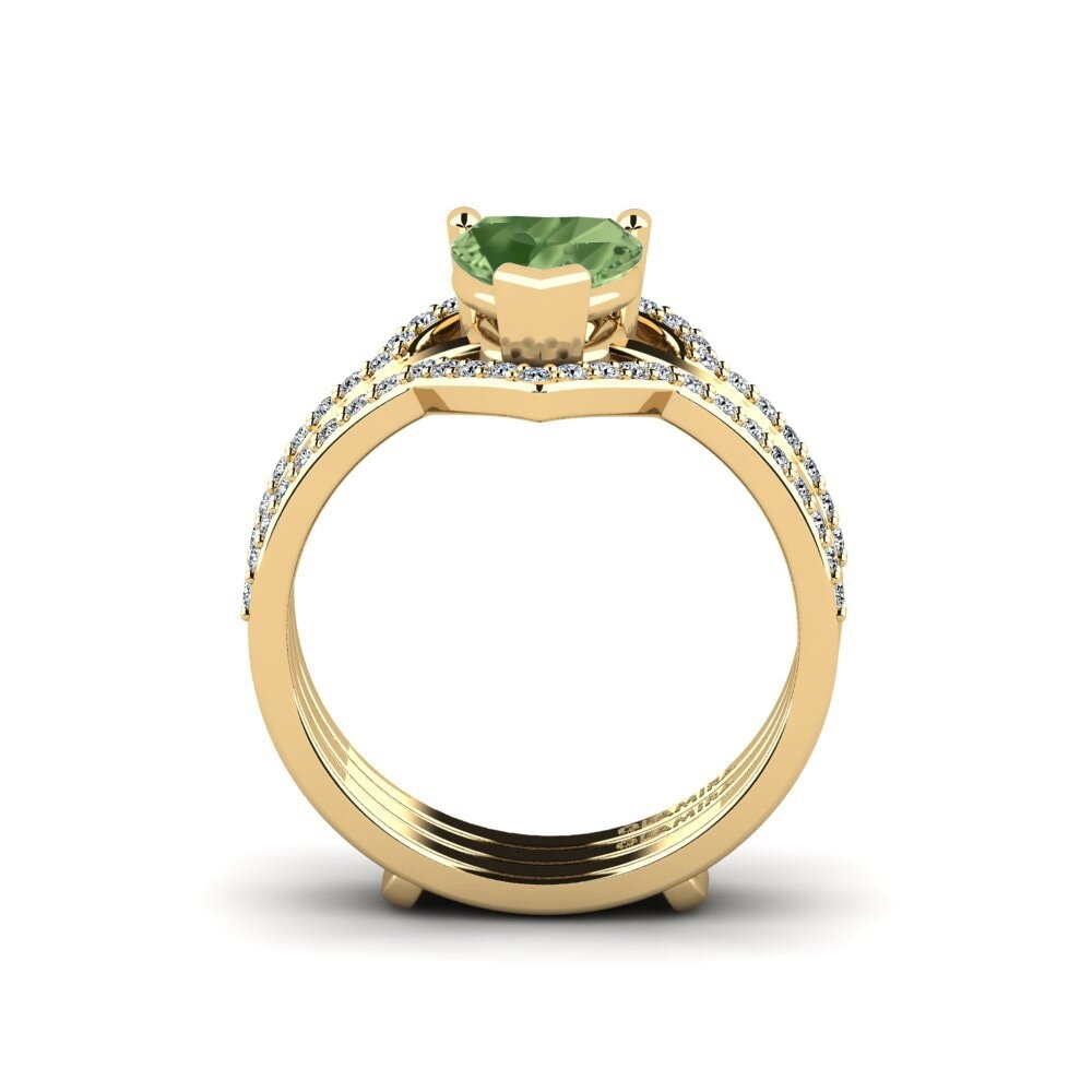 Corazón Zafiro Verde Anillo Ofongu - SET