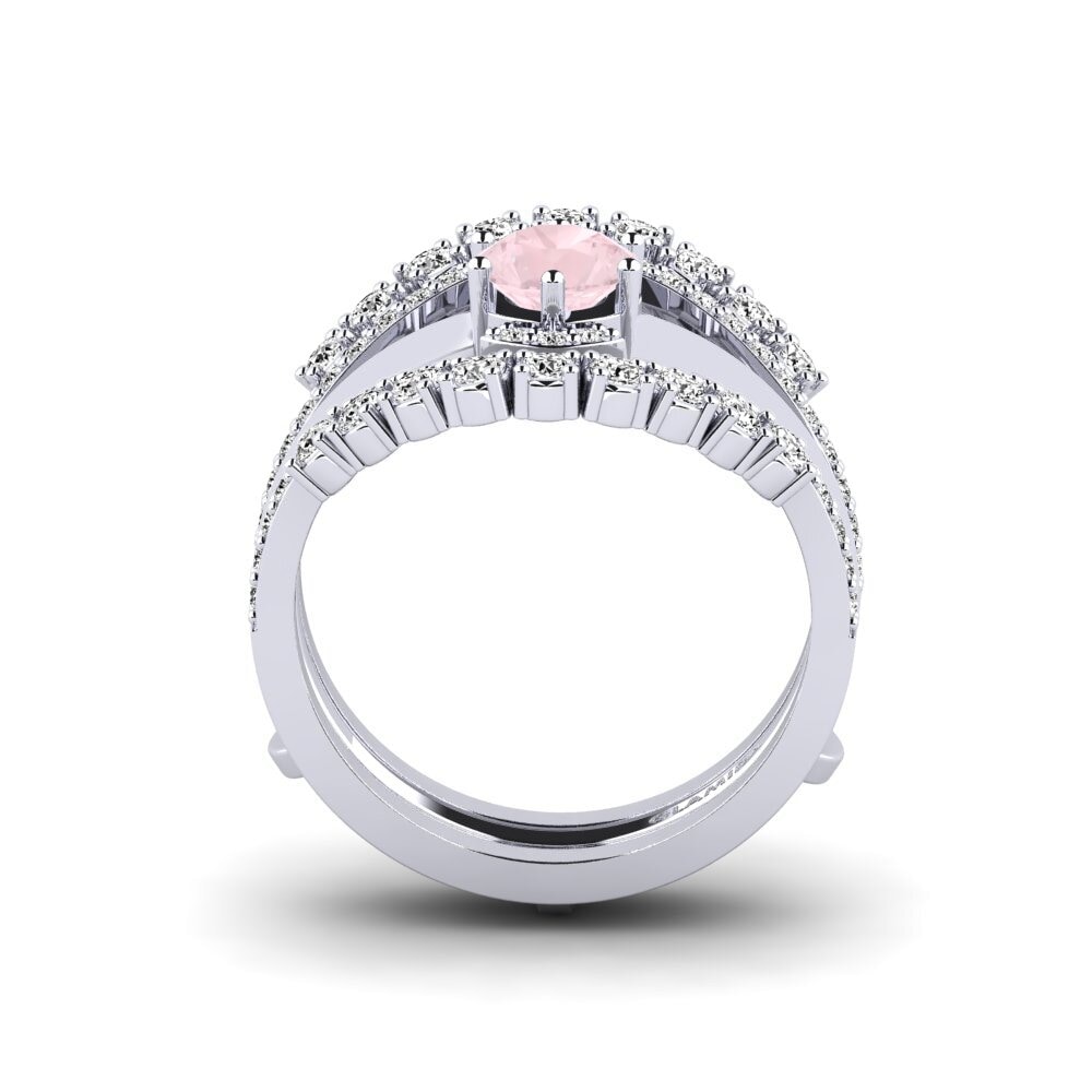 White Silver Rose Quartz Ring Perth - SET