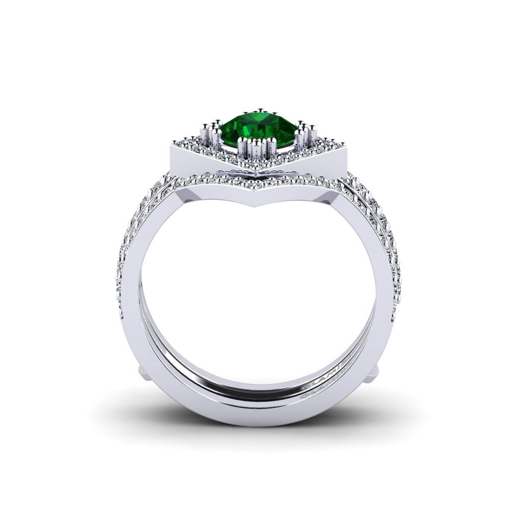 950 Palladium Tsavorite Ring Sharif - SET