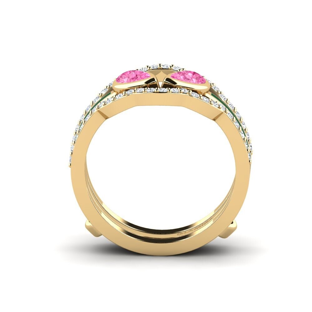 Rosa Saphir Ring Snene - SET