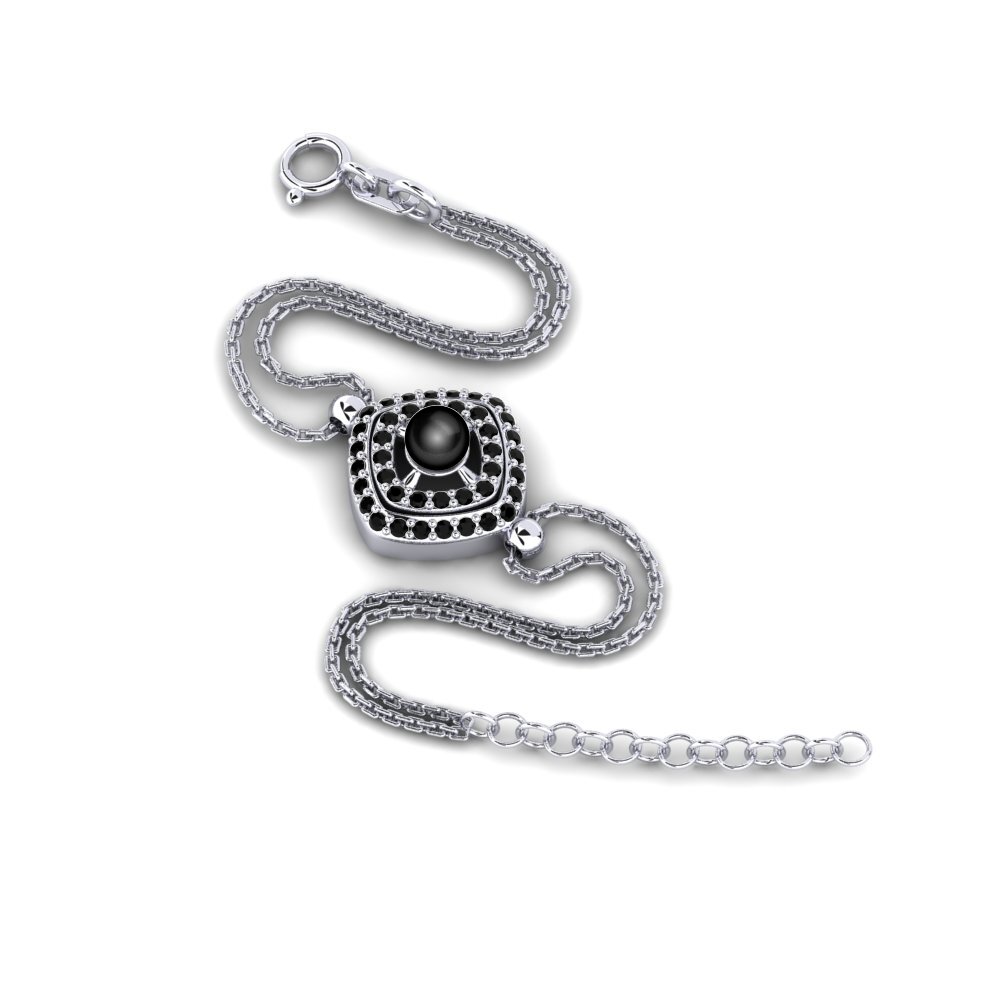 950 Platinum Black Diamond Women's Bracelet Zuuwsant