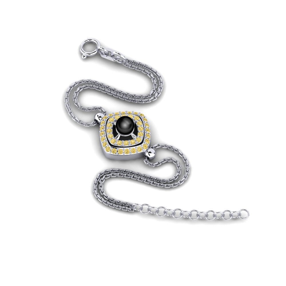950 Platinum Yellow Diamond Women's Bracelet Zuuwsant