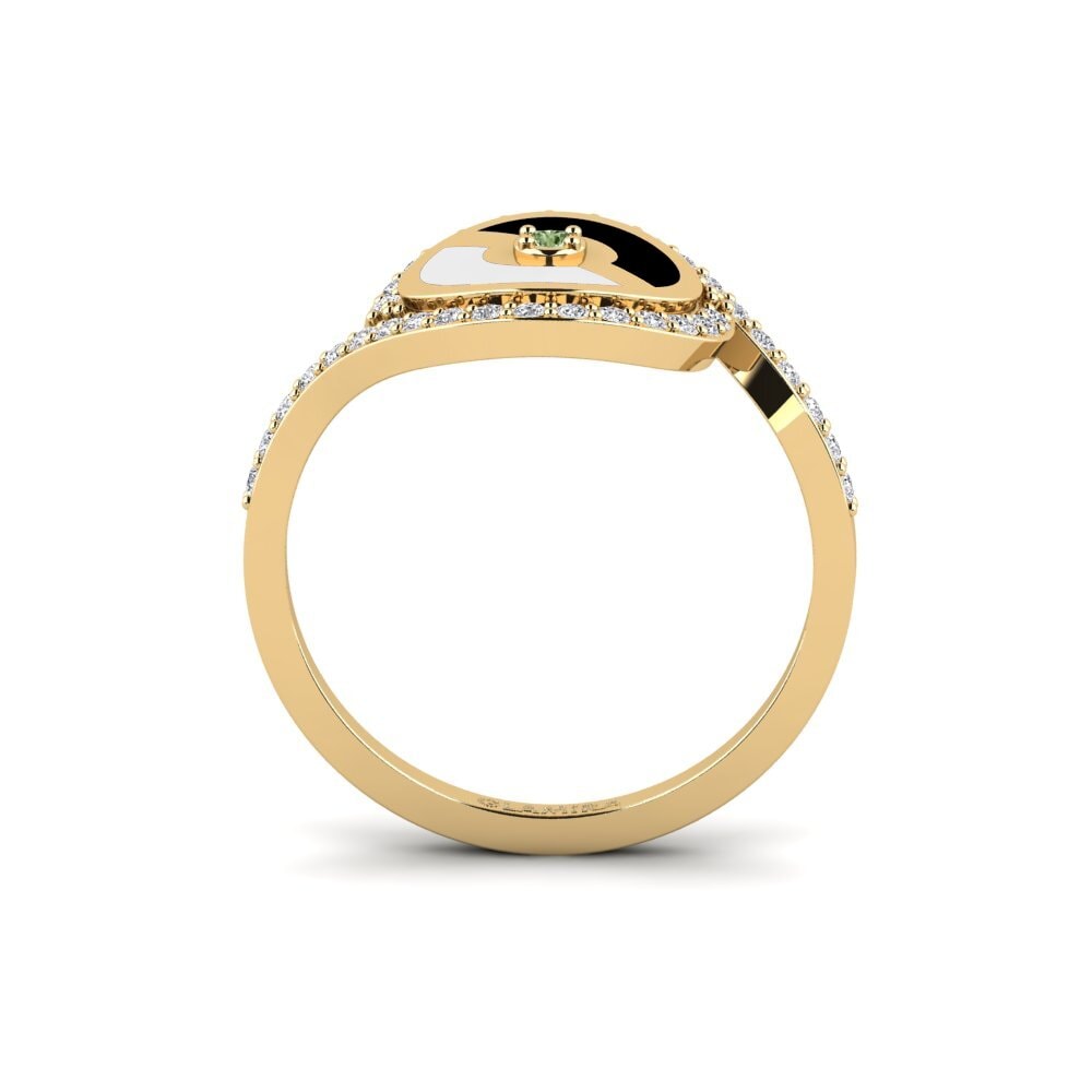 Diamante Verde Anel Dorio