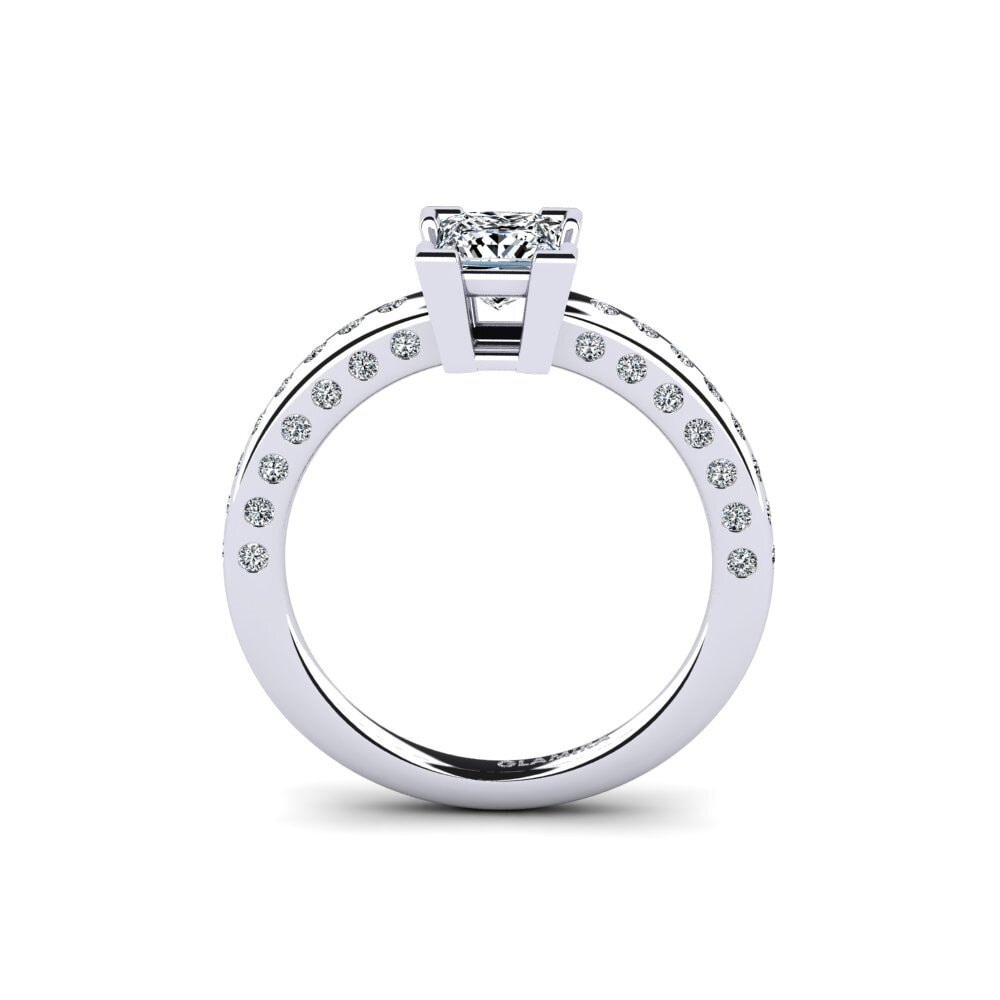 White Silver Engagement Ring Cocke