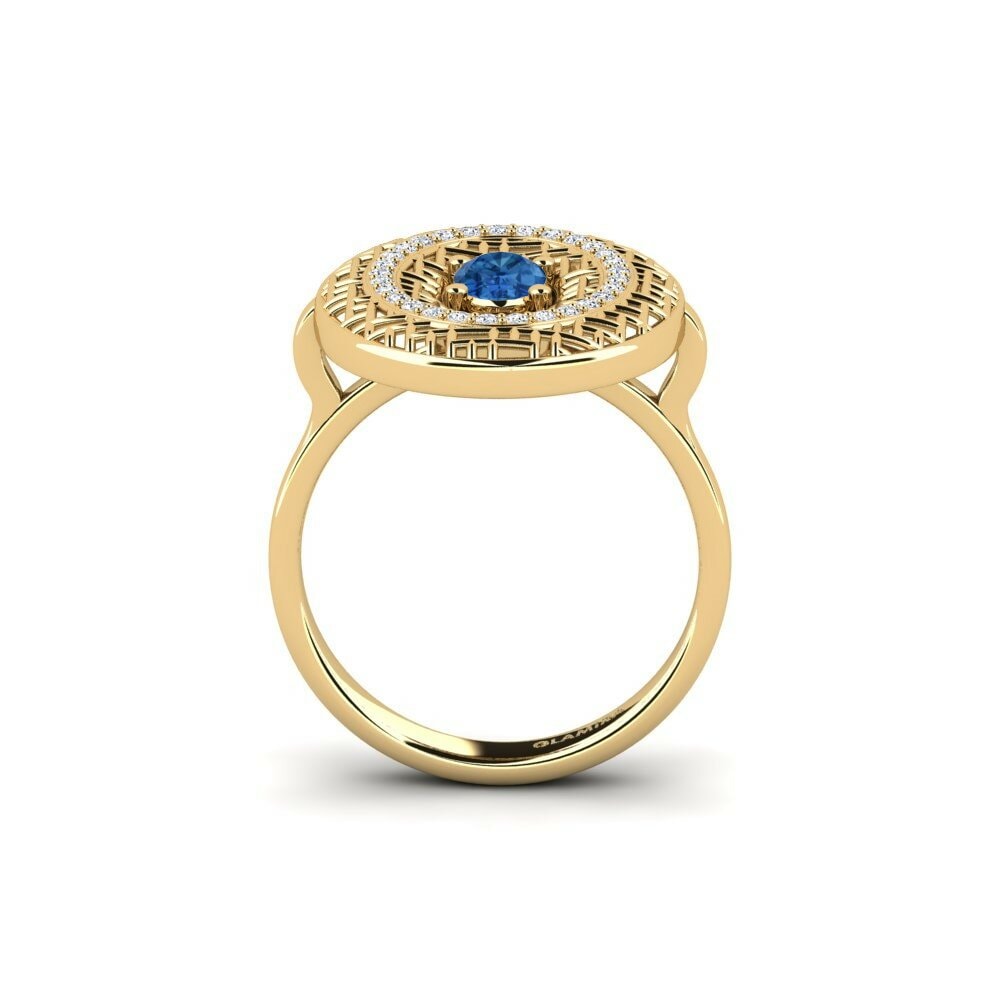 Circonita Azul Oscuro Anillo Cund