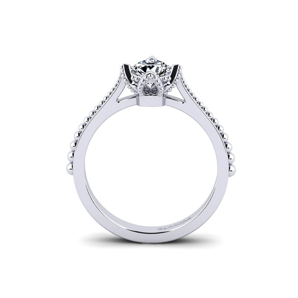 White Silver Engagement Ring Disce