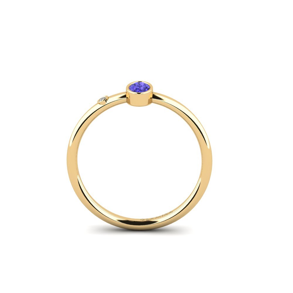 18k Oro Amarillo Tanzanita Anillo de compromiso Elobol