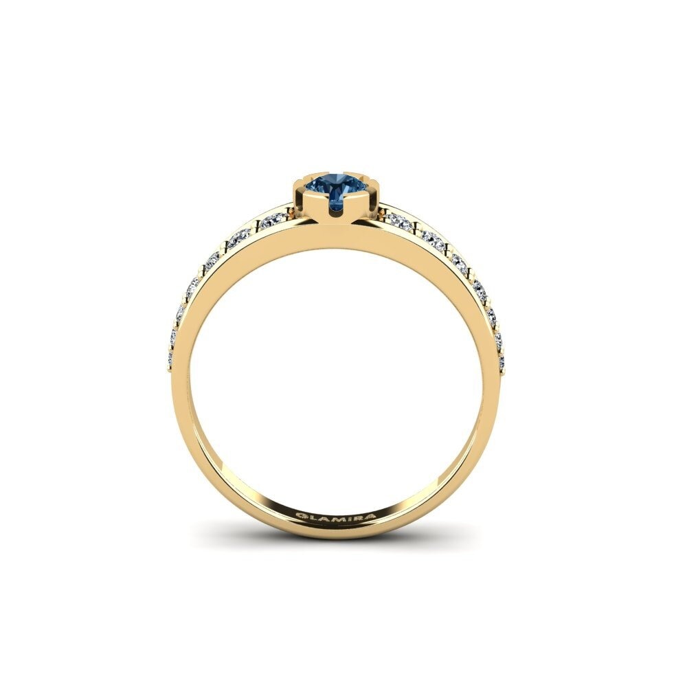 Diamante Azul Anel de Noivado Faque