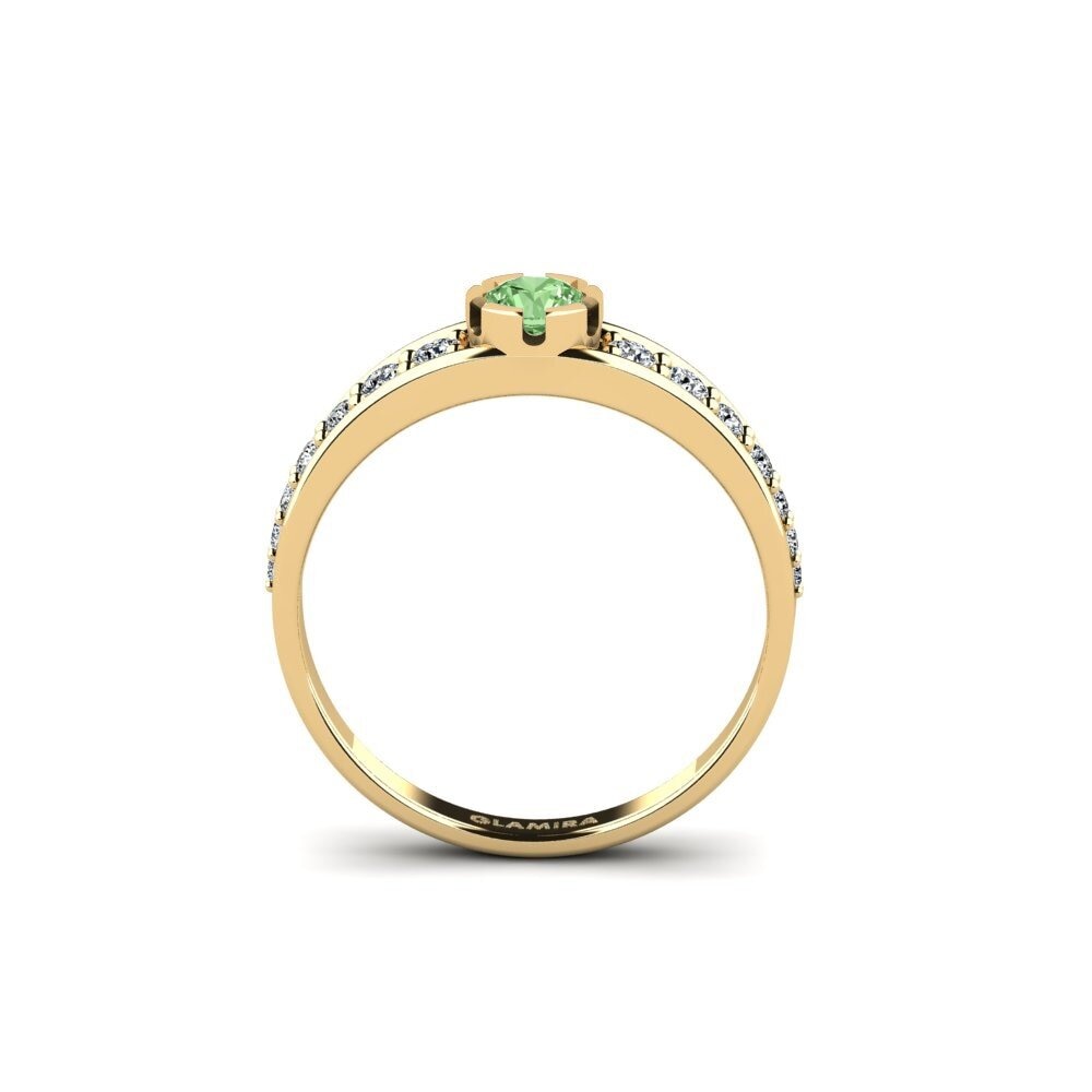 Diamante Verde Anel de Noivado Faque