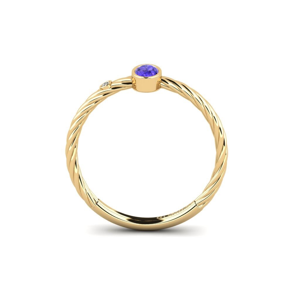18k Oro Amarillo Tanzanita Anillo de compromiso Gnolbol