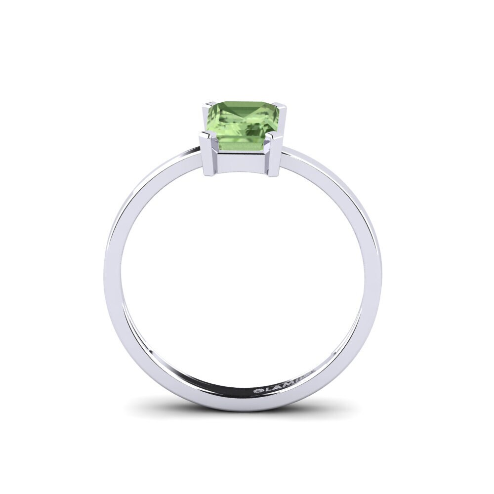 White Silver Green Sapphire Engagement Ring Isre