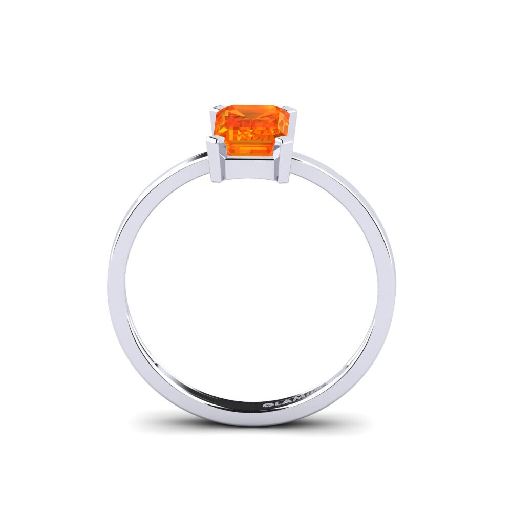 White Silver Orange Sapphire Engagement Ring Isre