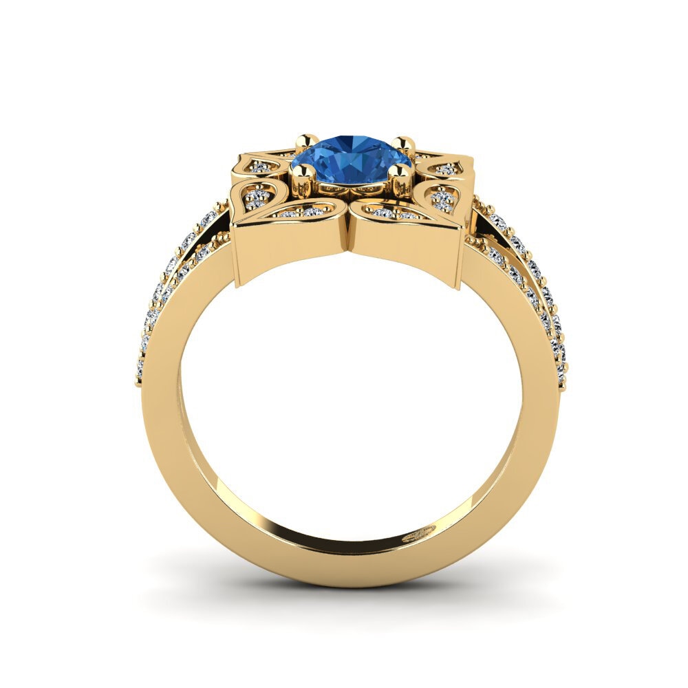 Zircônia azul escuro Anel de Noivado Kassie