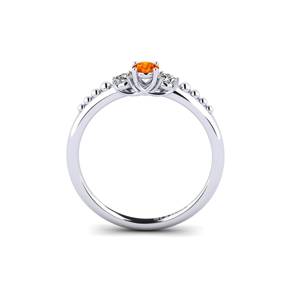 White Silver Orange Sapphire Engagement Ring Matso