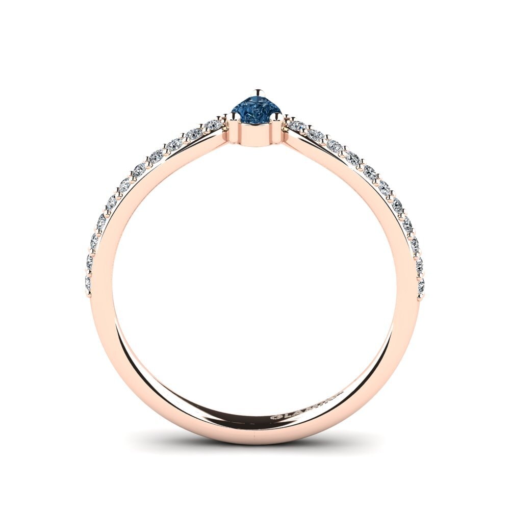 14k Oro Rosa Diamante Azul Anillo de compromiso Merint
