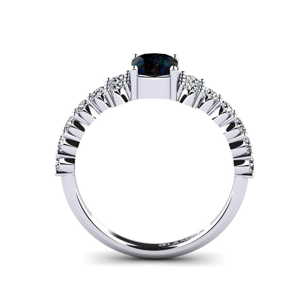 14k White Gold Black Opal Engagement Ring Myxorn